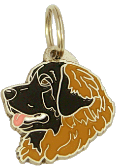 Leonberger preto <br> (placa de identificação para cães, Gravado incluído)